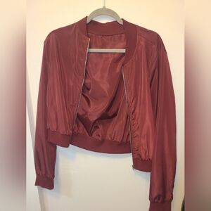 Women's Burgundy Bomber Jacket
